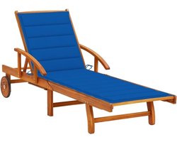 Ligbed met kussen - Lounger tuin - Ontspannen buiten - Verstelbare rugleuning - 67 x 67 x 85 cm - Koningsblauw