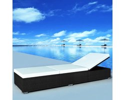 Ligbed met kussen - Tuin Lounger - Buiten Ontspannen - Verstelbare zijkanten - Niet gespecificeerd - Zwart