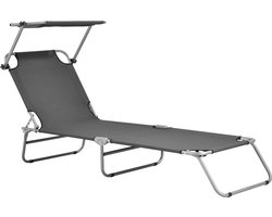 Ligbed met luifel Argozelo 186x55x24 cm donkergrijs casa.pro