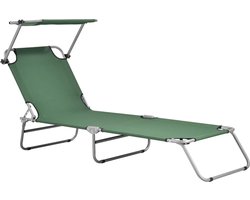 Ligbed met luifel Argozelo 186x55x24 cm donkergroen casa.pro