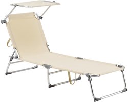 Ligbed met luifel Legorreta 189x57x28 cm tot 115 kg beige