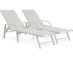 Ligbed set 2 ligstoelen metaal "Farniente" - Wit