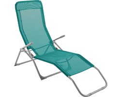 Ligbed Siesta - Opklapbaar - Metaal - Smaragdgroen - 140 x 61 x 95 cm