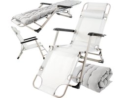 Ligbed tuin - grijs - 176x60x30 cm - weerbestendig