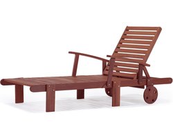 Ligbed tuin ligstoel verstelbaar tropisch hout "Tokyo" - Mahonie- Bruin mahonie