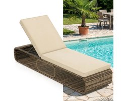 Ligbed - Tuin - Zonnebed - Ligstoel - Loungebed - Weerbestendig - Verstelbaar - Buiten - Opklapbaar - Beige