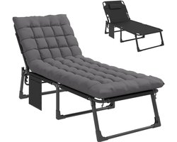 Ligbed - Tuin - Zonnebed - Ligstoel - Loungebed - Weerbestendig - Verstelbaar - Buiten - Opklapbaar - Donkergrijs