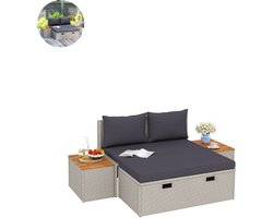 Ligbed - Tuin - Zonnebed - Ligstoel - Loungebed - Weerbestendig - Verstelbaar - Buiten - Opklapbaar - Grijs