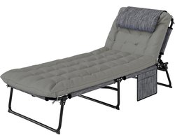 Ligbed - Tuin - Zonnebed - Ligstoel - Loungebed - Weerbestendig - Verstelbaar - Buiten - Opklapbaar - Grijs