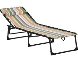 Ligbed - Tuin - Zonnebed - Ligstoel - Loungebed - Weerbestendig - Verstelbaar - Buiten - Opklapbaar - Meerkleurig