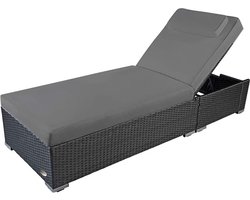 Ligbed-Zonnebed- Set van 2 ligbedden-Ligbedden tuinmeubelen-Promo set- Ligbedden-Grijs antraciet