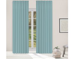 Light Guard 1x kant-en-klaar gordijn - verduisterend - isolerend - geluiddempend - met haken voor gordijnrail- 140x280cm - cloud blue