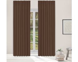 Light Guard - 1x kant-en-klaar gordijn - verduisterend - isolerend - geluiddempend - met haken voor gordijnrail - 140x280cm - espresso
