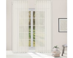 Light Guard - 1x Kant-en-Klaar Gordijn - Voile Gordijn - Vitrage - Glasgordijn - Cream - Beige/Wit - Lichtdoorlatend - Lengte aanpasbaar - Geschikt voor roede & rails - 140x280cm