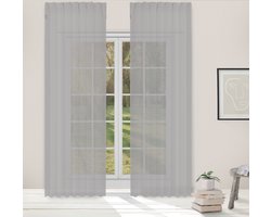 Light Guard - 1x Kant-en-Klaar Gordijn - Voile Gordijn - Vitrage - Glasgordijn - Flint - Grijs - Lichtdoorlatend - Lengte aanpasbaar - Geschikt voor roede & rails - 140x280cm