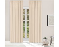 Light Guard 1x kant & klaargordijnen - verduisterend - isolerend gordijn - geluiddempend - met haken voor gordijnrail - 140x280cm - cream