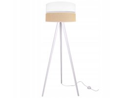 Light-Home JUTA 2450/45 - Vloerlamp - Tripod - Hout - Stoffen Lampenkap - Wit