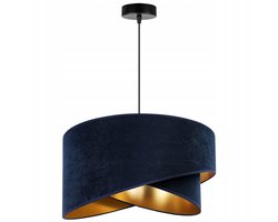 Light Home MEDIOLAN - Hanglamp 1-Lichts - Velours Kap Ø45 cm - Donkerblauw/Goud - E27