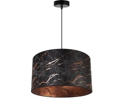 Light Home WERONA - Hanglamp 1-Lichts - Stoffen Kap Ø40 cm Zwart/Koper - E27