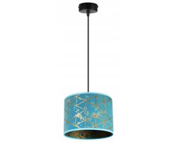 Light-Home Werona – Hanglamp – Blauw-Goud – Stoffen Kap – In Hoogte Verstelbaar
