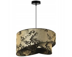 Light-Home WERONA – Hanglamp / Plafondlamp – Zwart Metaal – Gouden Stoffen Kap – Hoogte Verstelbaar