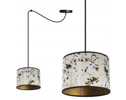 Light-Home Werona – Hanglamp – Zwart Metaal – Grijze Kap met Goud – Hoogte Verstelbaar