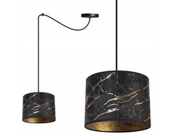 Light-Home Werona – Hanglamp – Zwart Metaal – Zwarte Kap met Goud – Hoogte Verstelbaar