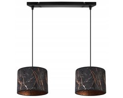 Light-Home Werona – Hanglamp – Zwart Metaal – Zwarte Kap met Koper – Hoogte Verstelbaar