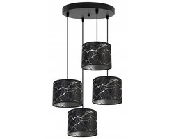 Light-Home Werona – Plafondlamp 4-lichts – Zwart frame – Stoffen kap zwart/zilver – Modern design