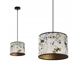Light-Home Werona – Plafondlamp – Grijs met Goud – Stoffen Kap – In Hoogte Verstelbaar