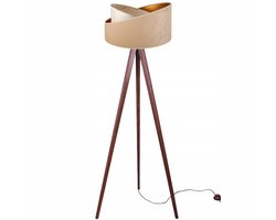 Light-Home WERONA – Vloerlamp – Tripod Hout – Stoffen Lampenkap 45 cm – Modern