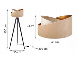 Light-Home WERONA - Vloerlamp - Tripod - Hout - Stoffen Lampenkap - Modern Design