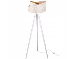 Light-Home WERONA - Vloerlamp - Tripod - Hout - Stoffen Lampenkap - Wit