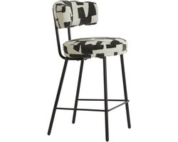 Light & Living - Barkruk HARVIE - 51x52.5x93 cm - Zwart/ Wit
