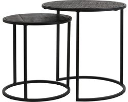 Light & Living - Bijzettafel DOBA - Ø50x52cm - Zwart - Set van 2