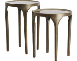 Light & Living Bijzettafel Lapaz Set van 2 stuks - Antiek Brons/Taupe - Rond