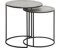 Light & Living Bijzettafel Talca - Zilver - Ø49+Ø40cm - Luxe