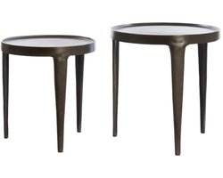 Light & Living - Bijzettafel TOBIAS - Ø43x45.5cm - Bruin - Set van 2
