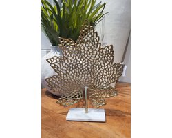 Light & Living - Deco Beeld - Ornament - Leaf Goud - Op voet - XL - 41 cm hoog