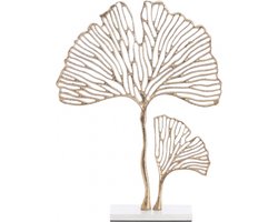 Light & Living Decobeeld Leaf - Marmer - Goud - 36 x 48 x 10 cm (BxHxD)