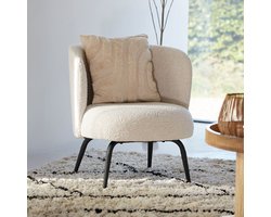 Light & Living Fauteuil Dieyda Bouclé - Crème
