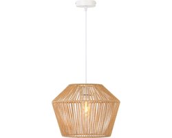 Light & Living Hanglamp Caspian - Bruin/Wit- Ø40cm - Landelijk - Hanglampen Eetkamer, Slaapkamer, Woonkamer