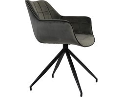 Light & Living Jaimy Eetkamerstoel - Donkergrijs/Zwart - 61 x 53.5 x 77cm