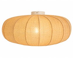 Light & Living Landelijke Plafonnieres E27 Rafika 1 Lichtpunt Rond Naturel Bamboe Slaapkamer Gang/Hal Dimbaar