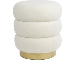 Light & Living Poef Kimi - Wit/Goud - Ø40cm - Luxe