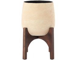 Light & Living pot KARUNA op voet in beige papier-maché – Ø36x50 cm