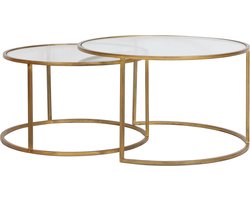 Light & Living Salontafel Duarte - Glas/Antiek Goud - Ø75+Ø65cm - Klassiek,Luxe