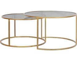 Light & Living Salontafel Duarte - Smoke Zwart/Goud - Ø65+Ø75cm - Klassiek,Luxe