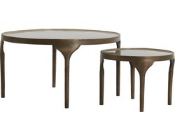 Light & Living Salontafel Lapaz Set van 2 stuks - Antiek Brons/Taupe - Rond