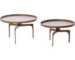 Light & Living Salontafel Pano Set van 2 stuks - Donker Brons - Rond